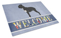 Cane Corso Welcome Cutting Board Tempered Glass Kitchen Cutting Surface, Heat Resistant Chopping, Non-Slip Feet, Food Prep & Serving