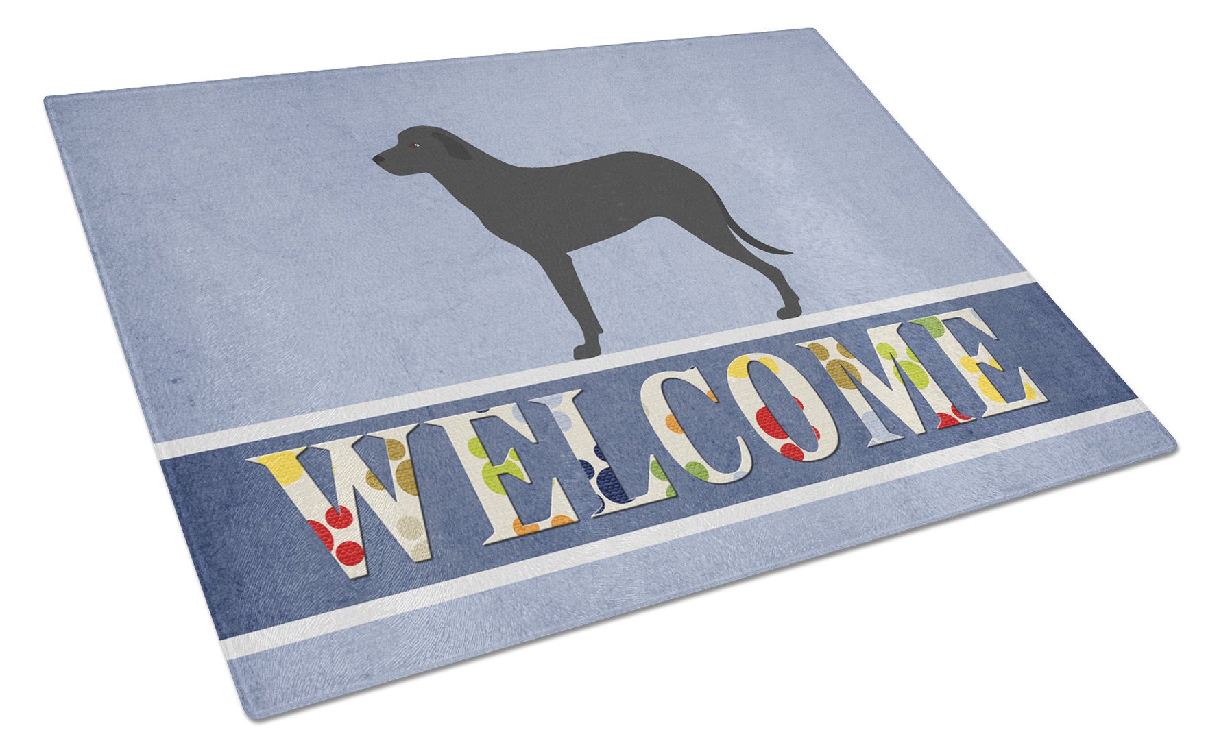 Majorca Shepherd Dog Cutting Board Tempered Glass Kitchen Cutting Surface, Heat Resistant Chopping, Non-Slip Feet, Food Prep & Serving