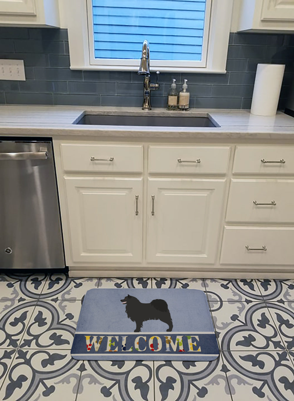 Swedish Lapphund Welcome Memory Foam Kitchen Mat Machine Washable Anti-Fatigue Cushion Comfort Bath or Kitchen Rug