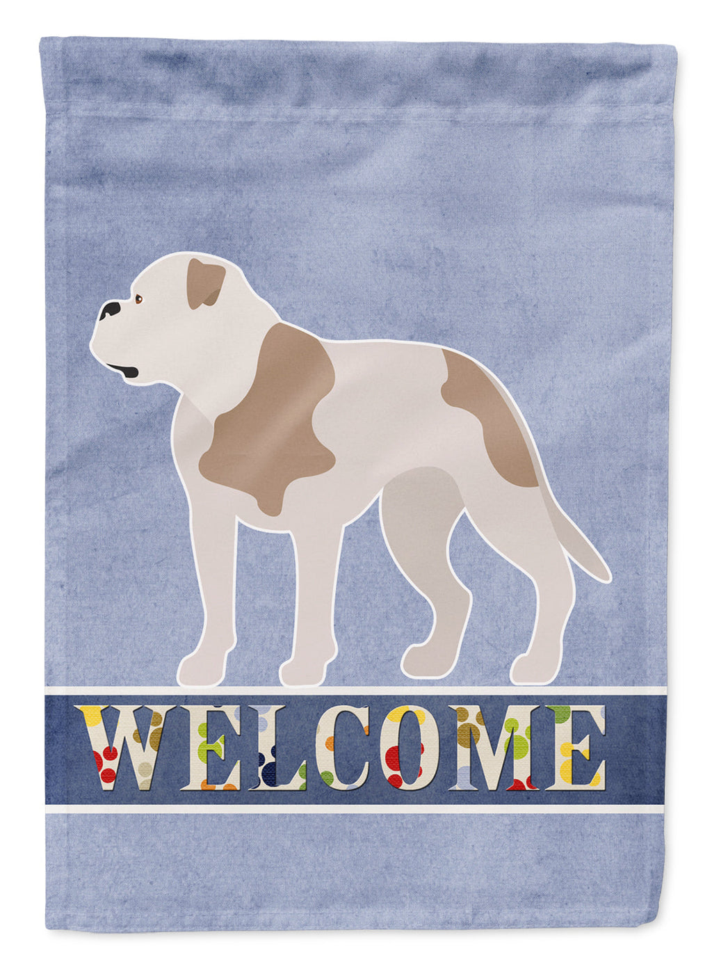 American Bulldog Welcome House Flag 28x40 Porch Sleeve Pole Decorative Outside Yard Banner Artwork Wall Hanging, Polyester