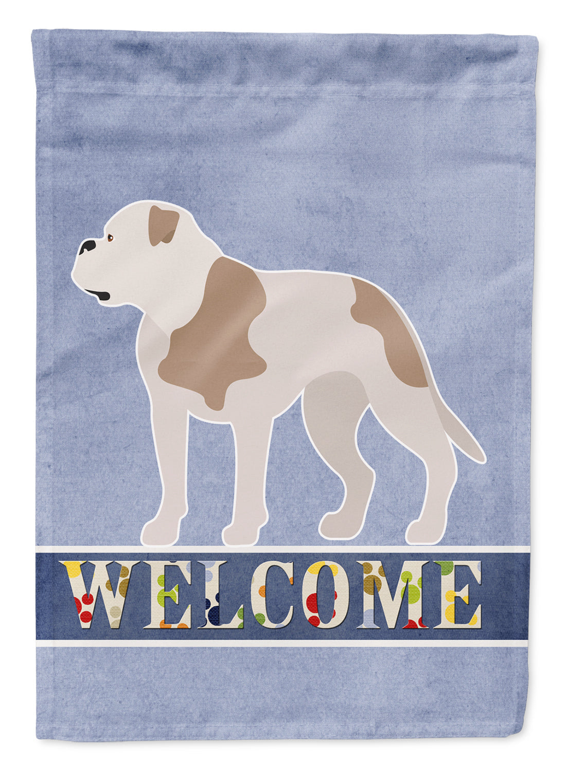 American Bulldog Welcome House Flag 28x40 Porch Sleeve Pole Decorative Outside Yard Banner Artwork Wall Hanging, Polyester