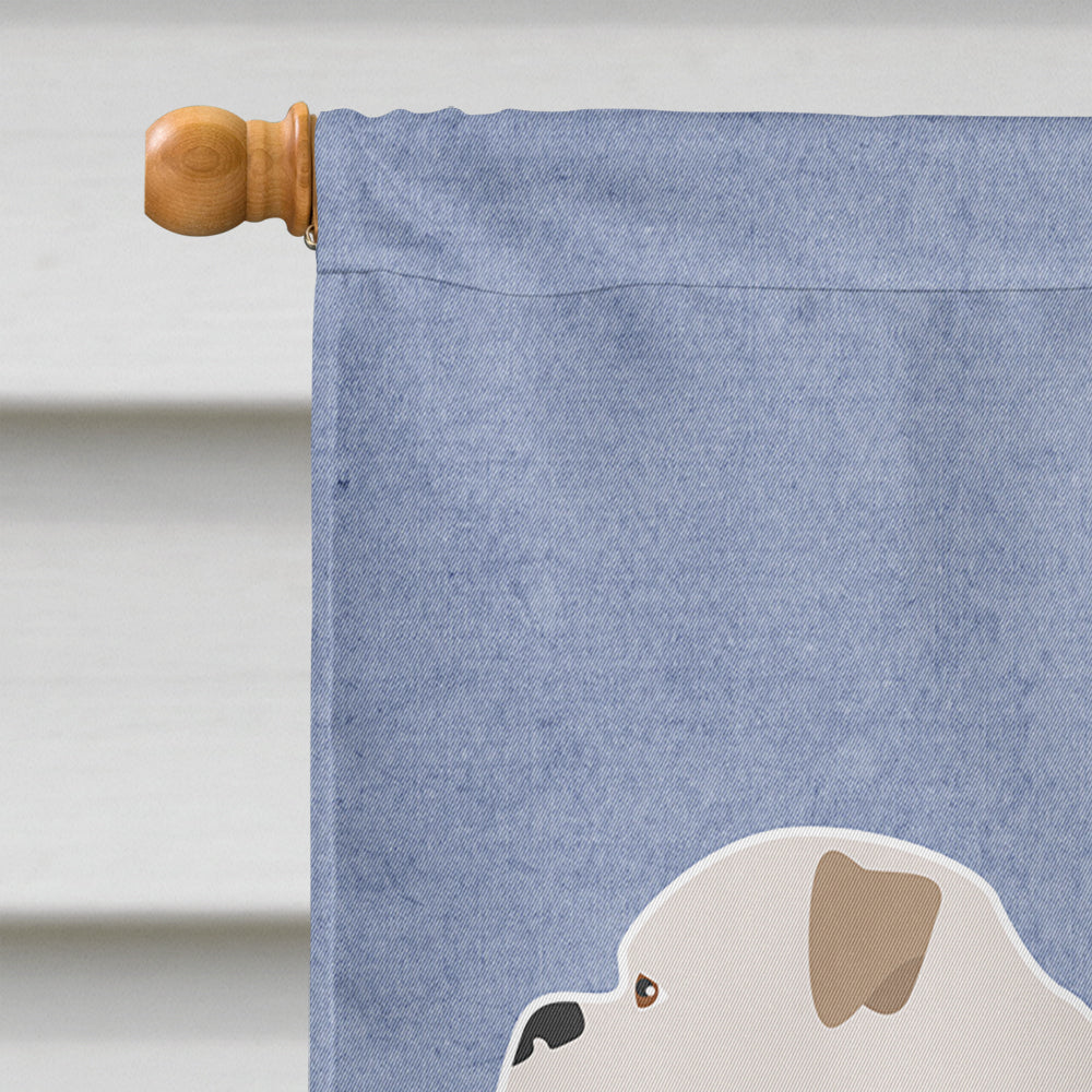 American Bulldog Welcome House Flag 28x40 Porch Sleeve Pole Decorative Outside Yard Banner Artwork Wall Hanging, Polyester