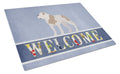 American Bulldog Welcome Cutting Board Tempered Glass Kitchen Cutting Surface, Heat Resistant Chopping, Non-Slip Feet, Food Prep & Serving