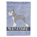 Schnauzer Welcome House Flag 28x40 Porch Sleeve Pole Decorative Outside Yard Banner Artwork Wall Hanging, Polyester