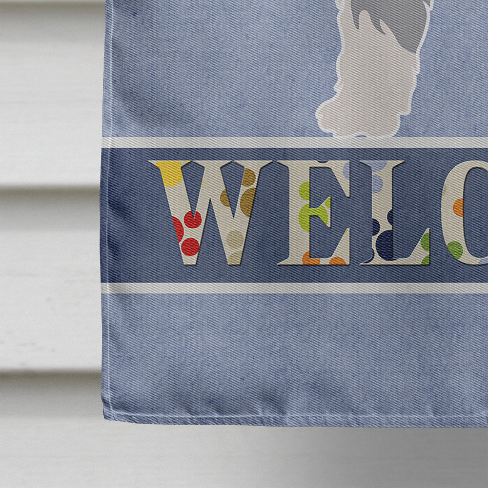 Schnauzer Welcome House Flag 28x40 Porch Sleeve Pole Decorative Outside Yard Banner Artwork Wall Hanging, Polyester