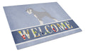 Schnauzer Welcome Cutting Board Tempered Glass Kitchen Cutting Surface, Heat Resistant Chopping, Non-Slip Feet, Food Prep & Serving