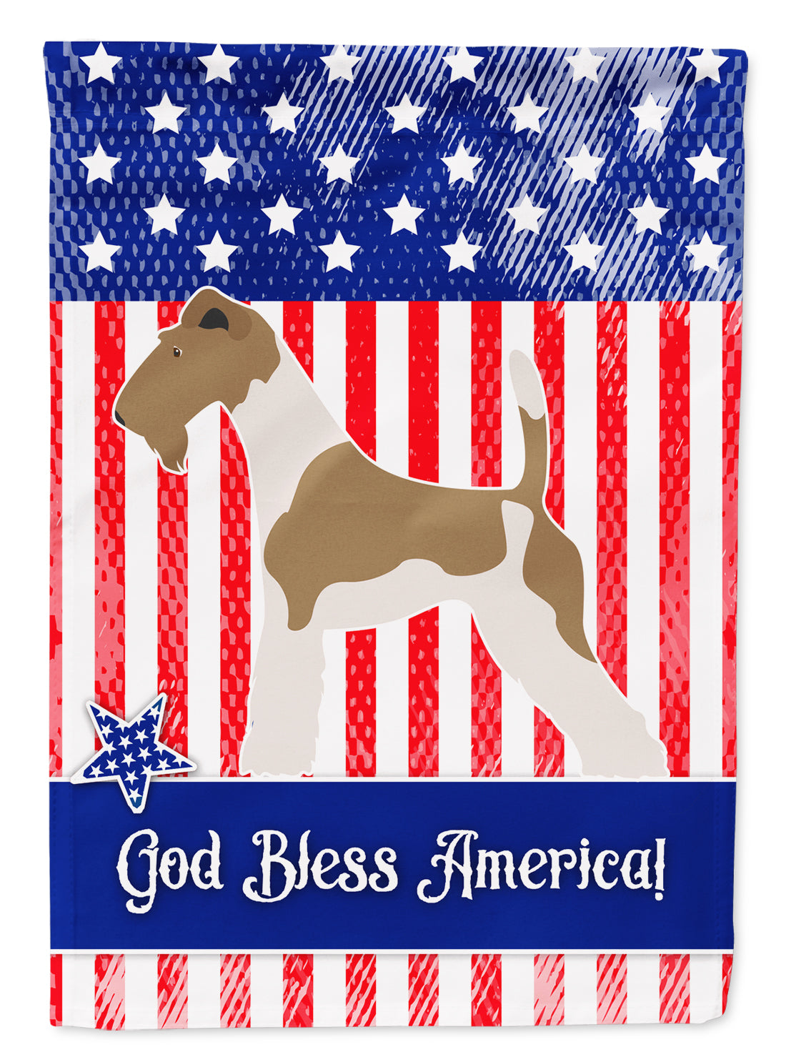 Wire Fox Terrier American House Flag 28x40 Porch Sleeve Pole Decorative Outside Yard Banner Artwork Wall Hanging, Polyester
