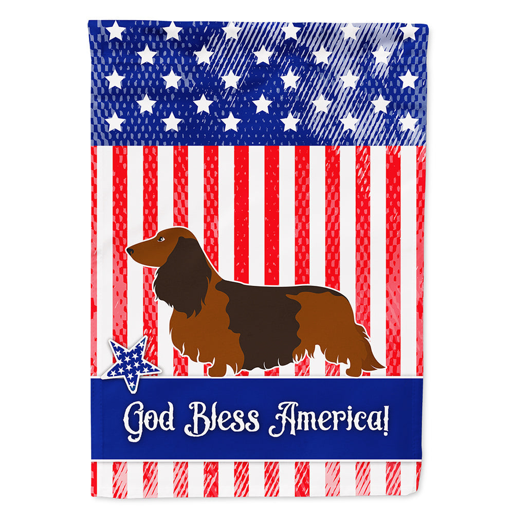 Longhaired Dachshund American House Flag 28x40 Porch Sleeve Pole Decorative Outside Yard Banner Artwork Wall Hanging, Polyester