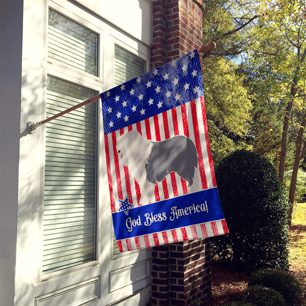 Old English Sheepdog American House Flag 28x40 Porch Sleeve Pole Decorative Outside Yard Banner Artwork Wall Hanging, Polyester