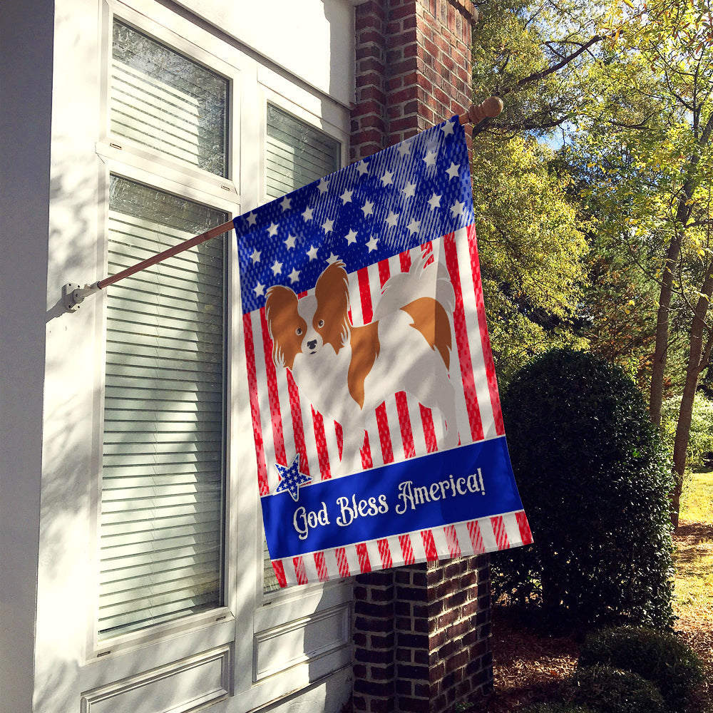 Papillon American House Flag 28x40 Porch Sleeve Pole Decorative Outside Yard Banner Artwork Wall Hanging, Polyester