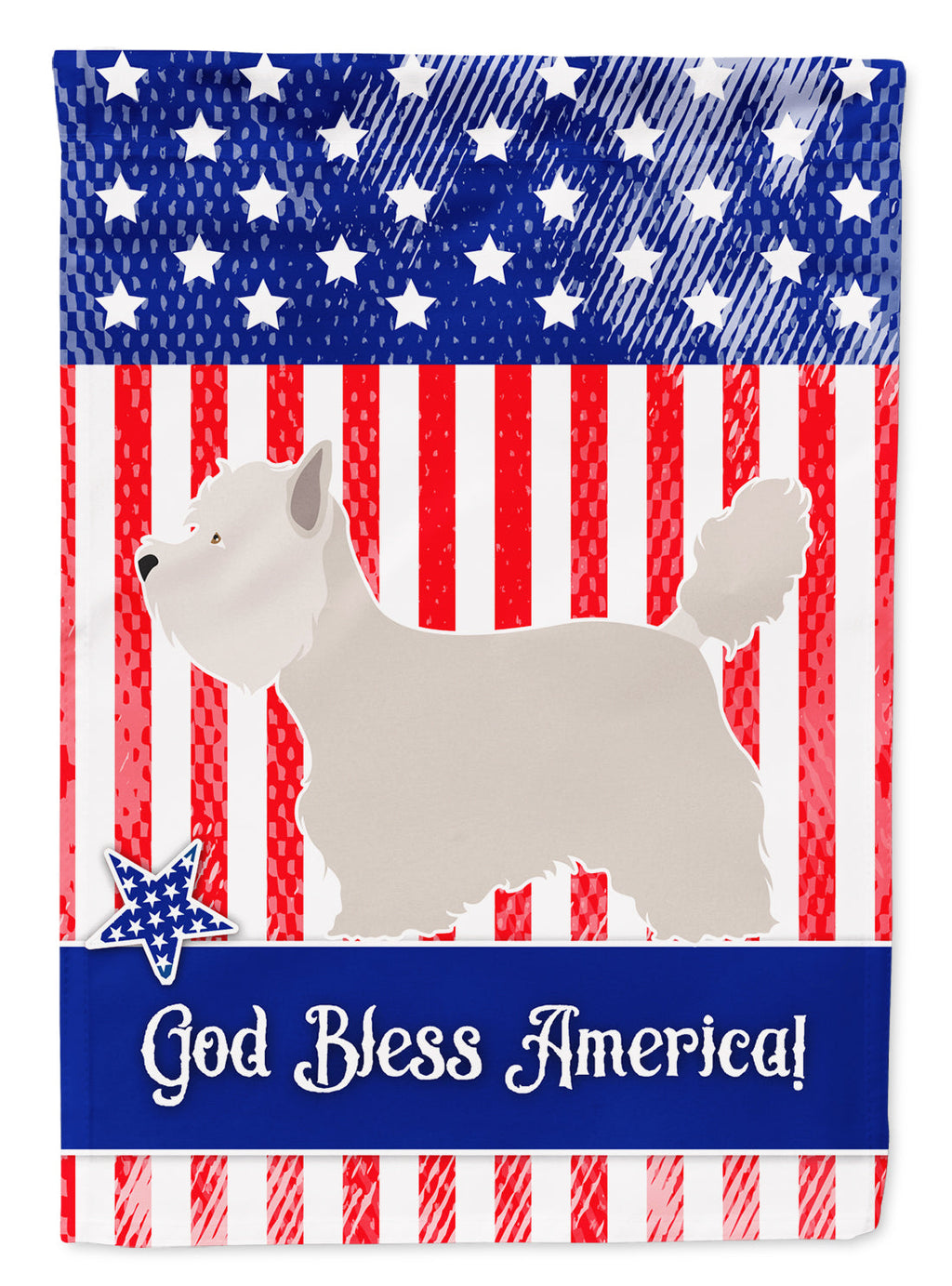 Westie American House Flag 28x40 Porch Sleeve Pole Decorative Outside Yard Banner Artwork Wall Hanging, Polyester
