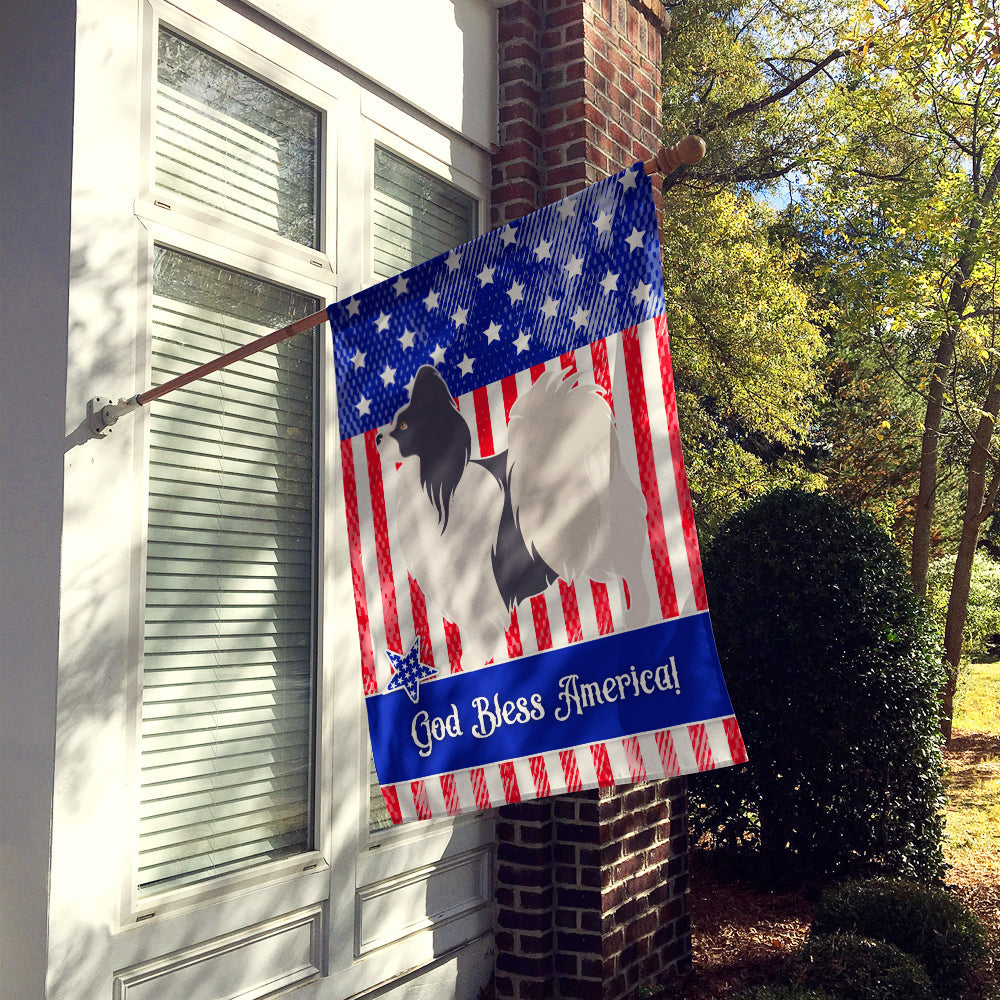 Papillon American House Flag 28x40 Porch Sleeve Pole Decorative Outside Yard Banner Artwork Wall Hanging, Polyester
