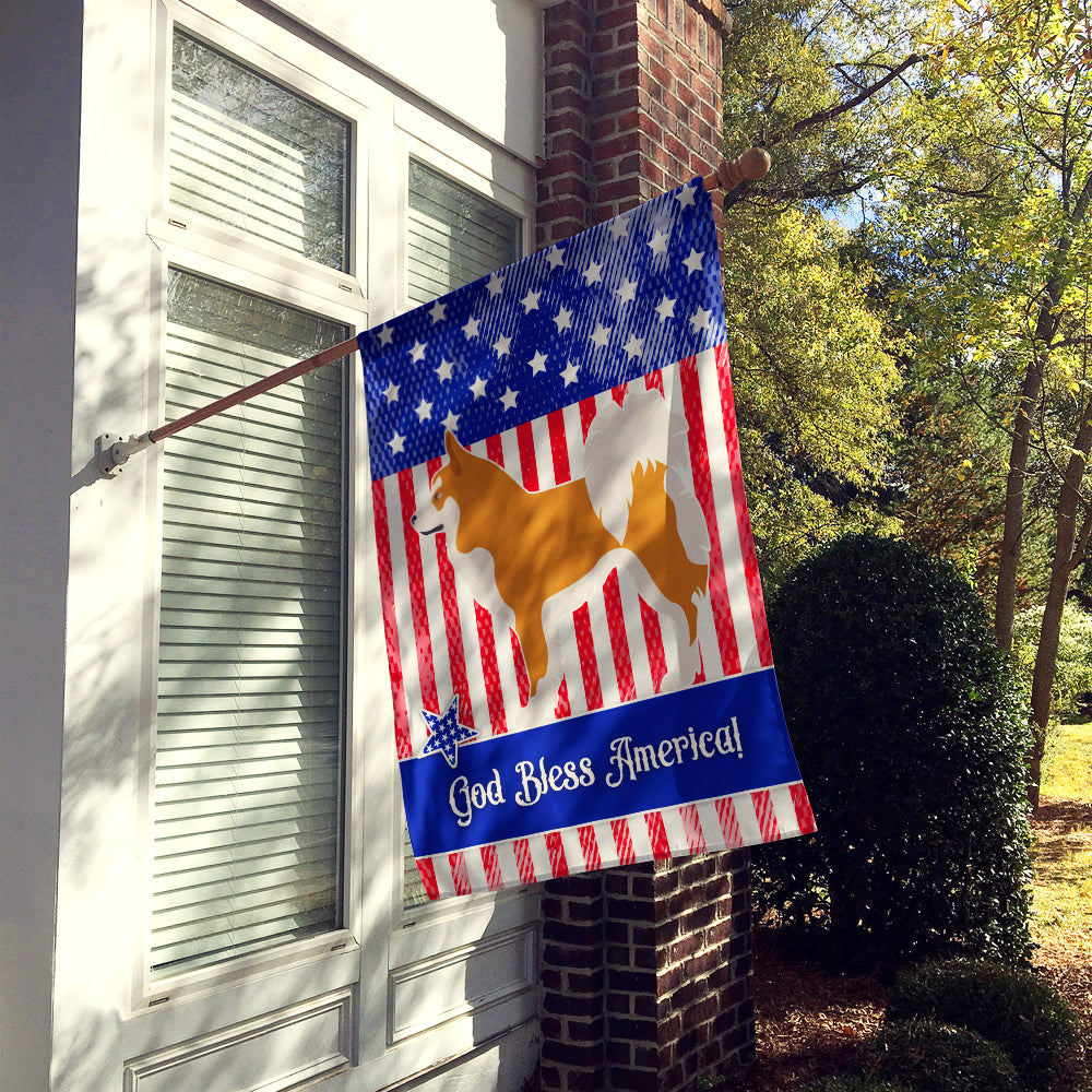 Icelandic Sheepdog American House Flag 28x40 Porch Sleeve Pole Decorative Outside Yard Banner Artwork Wall Hanging, Polyester