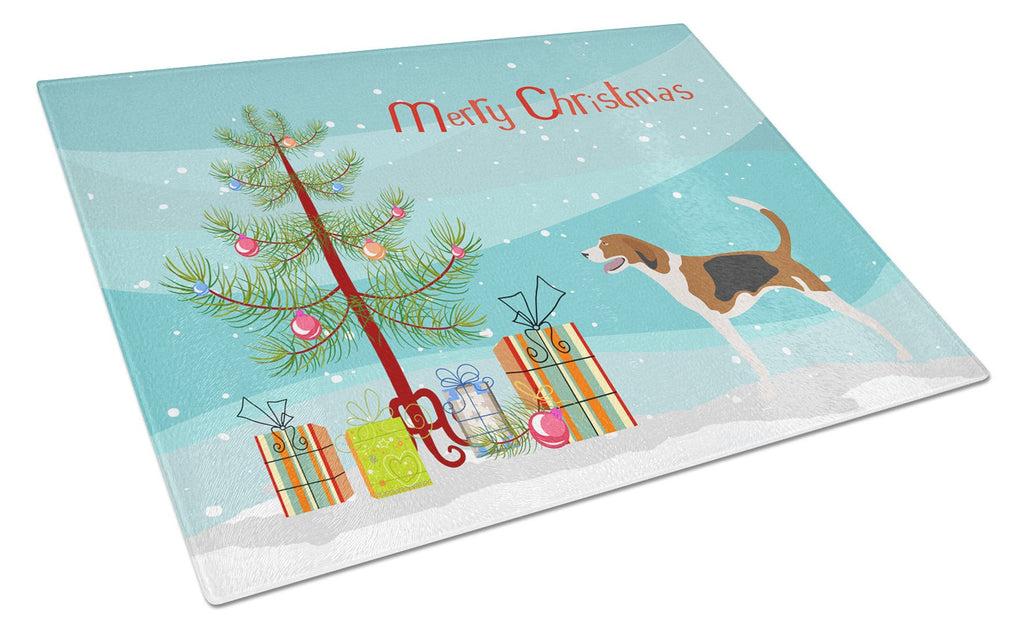 American Foxhound Christmas Cutting Board Tempered Glass Kitchen Cutting Surface, Heat Resistant Chopping, Non-Slip Feet, Food Prep & Serving