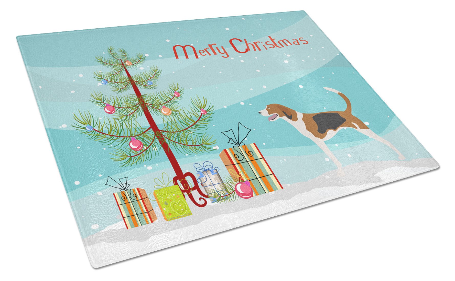 American Foxhound Christmas Cutting Board Tempered Glass Kitchen Cutting Surface, Heat Resistant Chopping, Non-Slip Feet, Food Prep & Serving