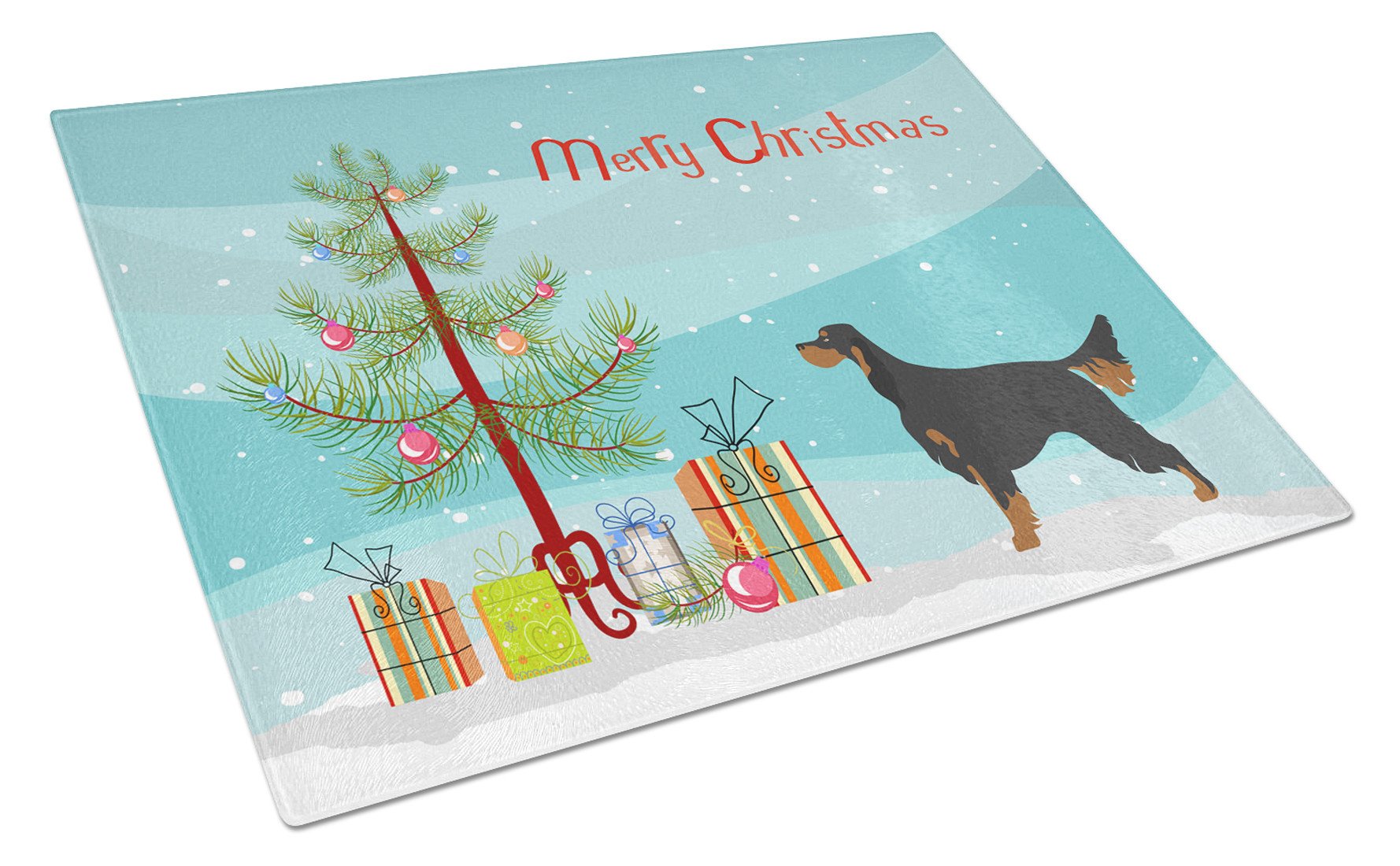 Gordon Setter Christmas Cutting Board Tempered Glass Kitchen Cutting Surface, Heat Resistant Chopping, Non-Slip Feet, Food Prep & Serving