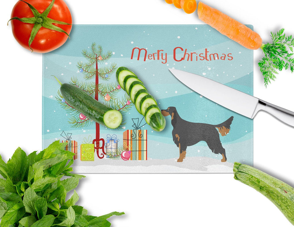 Gordon Setter Christmas Cutting Board Tempered Glass Kitchen Cutting Surface, Heat Resistant Chopping, Non-Slip Feet, Food Prep & Serving