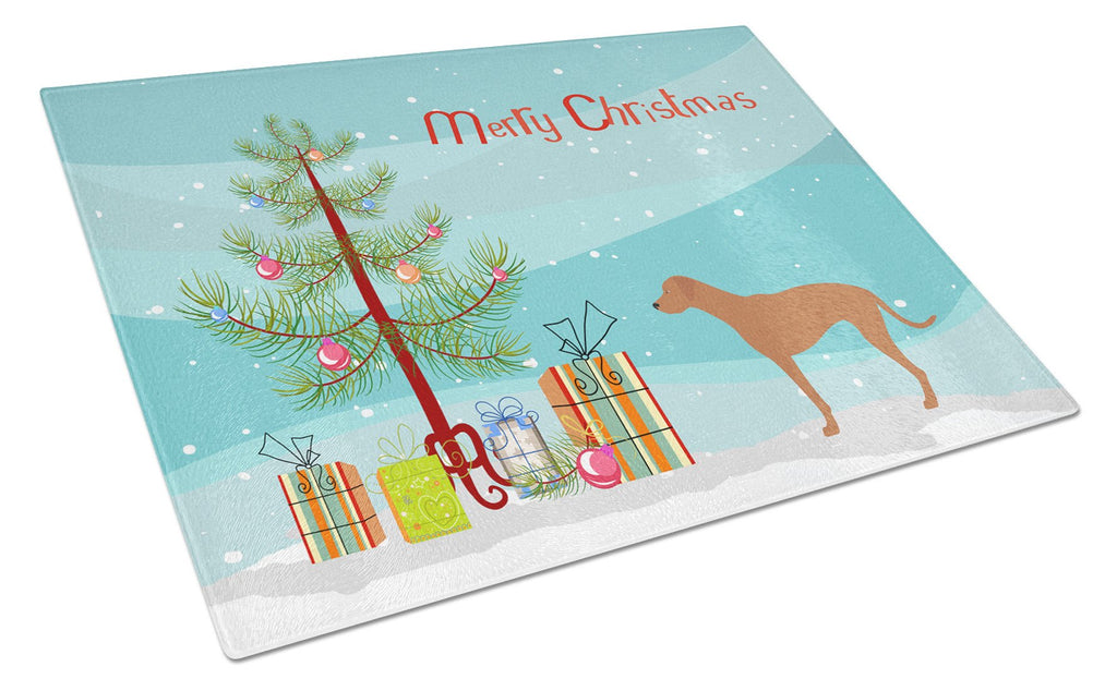 Rhodesian Ridgeback Christmas Cutting Board Tempered Glass Kitchen Cutting Surface, Heat Resistant Chopping, Non-Slip Feet, Food Prep & Serving