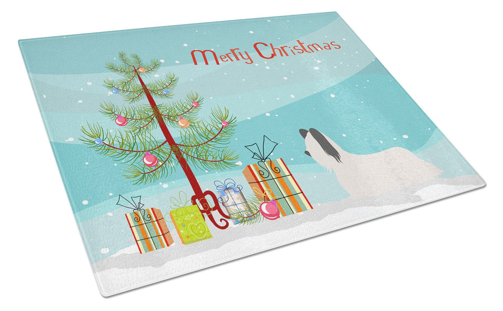 Skye Terrier Christmas Cutting Board Tempered Glass Kitchen Cutting Surface, Heat Resistant Chopping, Non-Slip Feet, Food Prep & Serving