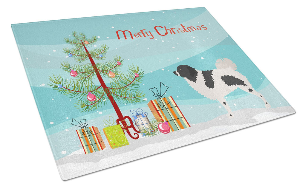 Wetterhoun Frisian Water Dog Christmas Cutting Board Tempered Glass Kitchen Cutting Surface, Heat Resistant Chopping, Non-Slip Feet, Food Prep & Serving