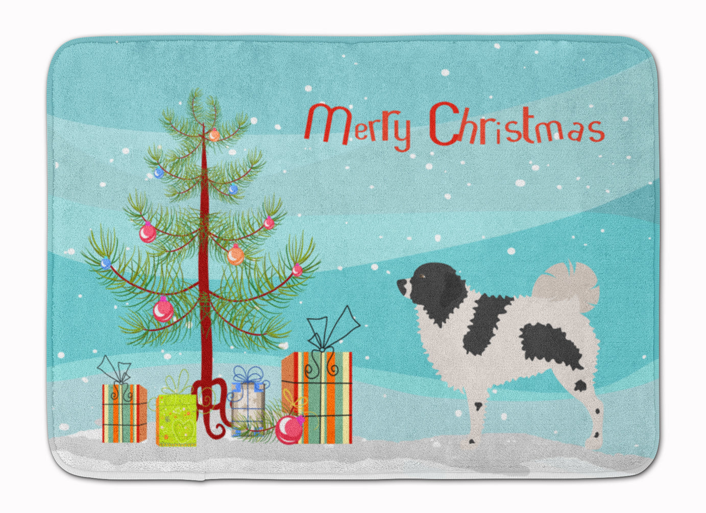 Wetterhoun Frisian Water Dog Christmas Memory Foam Kitchen Mat Machine Washable Anti-Fatigue Cushion Comfort Bath or Kitchen Rug