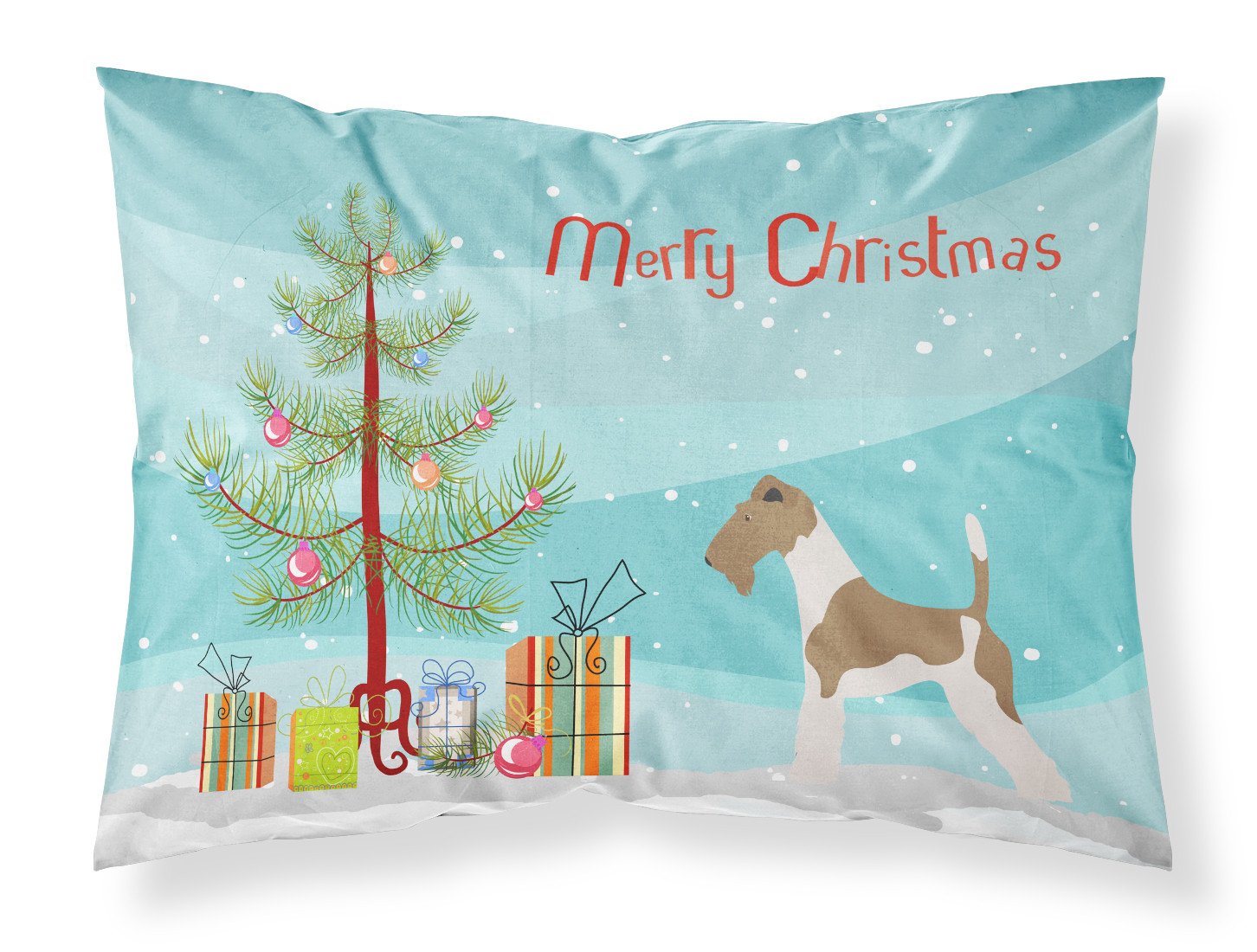 Wire Fox Terrier Christmas Standard Pillowcase Lightweight Super Soft Easy Care Decorative Artwork Pillowcase, Standard