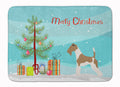 Wire Fox Terrier Christmas Memory Foam Kitchen Mat Machine Washable Anti-Fatigue Cushion Comfort Bath or Kitchen Rug