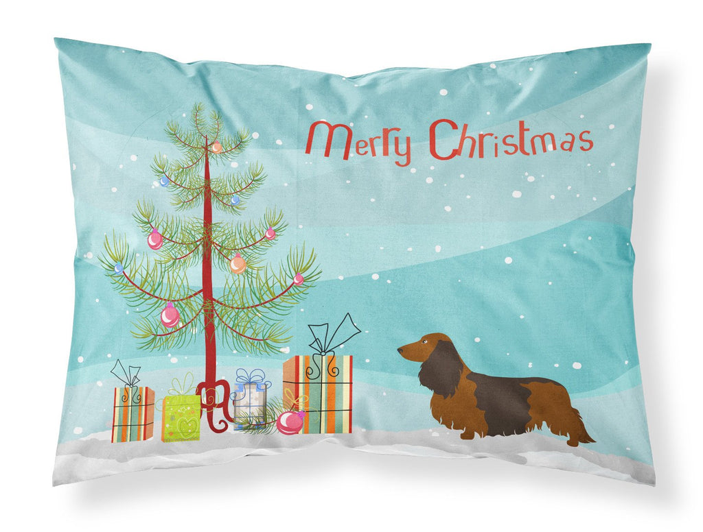 Longhaired Dachshund Christmas Standard Pillowcase Lightweight Super Soft Easy Care Decorative Artwork Pillowcase, Standard