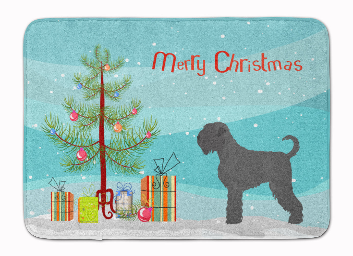 Black Russian Terrier Christmas Memory Foam Kitchen Mat Machine Washable Anti-Fatigue Cushion Comfort Bath or Kitchen Rug