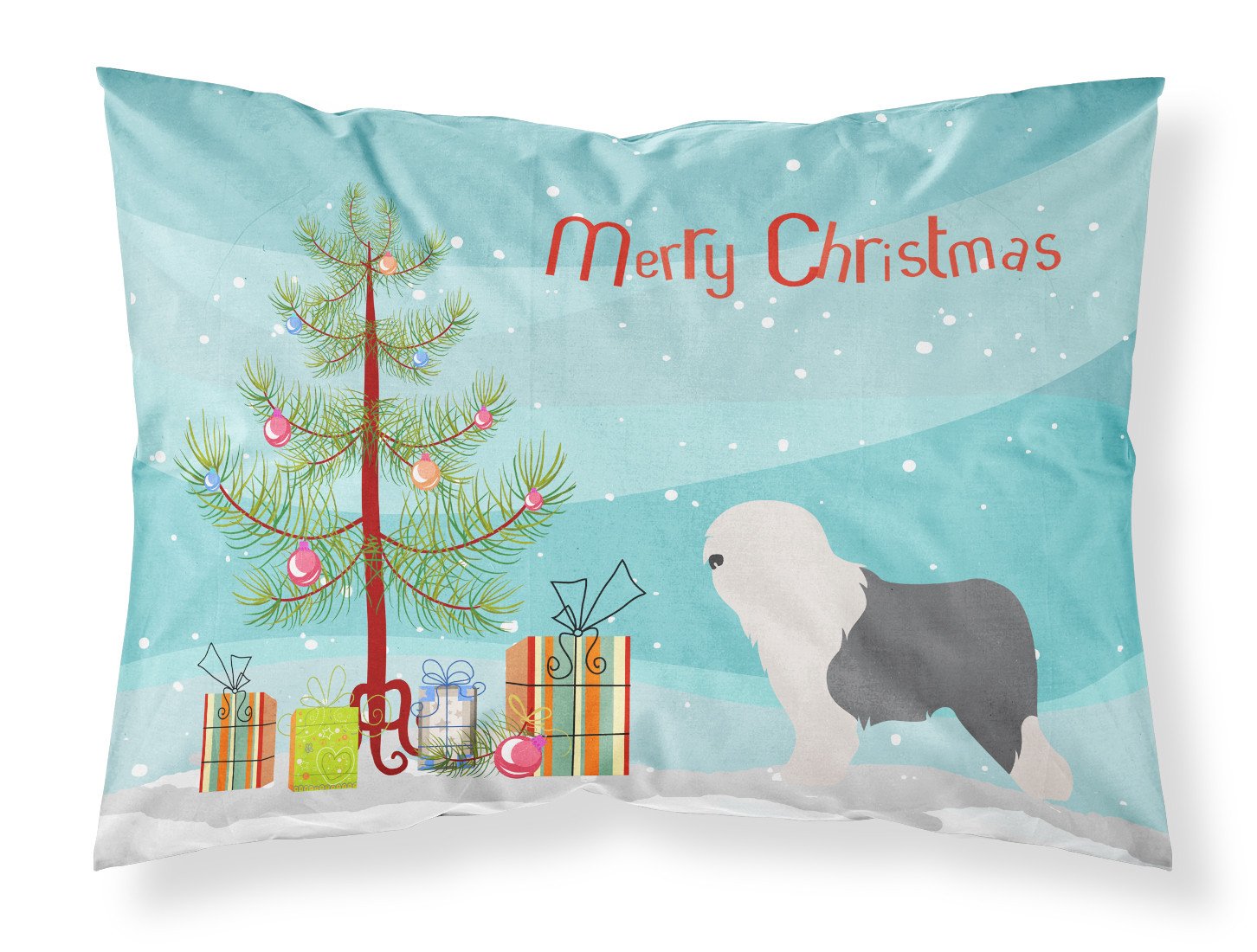 Old English Sheepdog Bobtail Christmas Standard Pillowcase Lightweight Super Soft Easy Care Decorative Artwork Pillowcase, Standard
