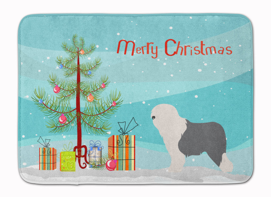 Old English Sheepdog Bobtail Christmas Memory Foam Kitchen Mat Machine Washable Anti-Fatigue Cushion Comfort Bath or Kitchen Rug