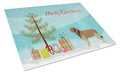 Catalan Sheepdog Christmas Cutting Board Tempered Glass Kitchen Cutting Surface, Heat Resistant Chopping, Non-Slip Feet, Food Prep & Serving