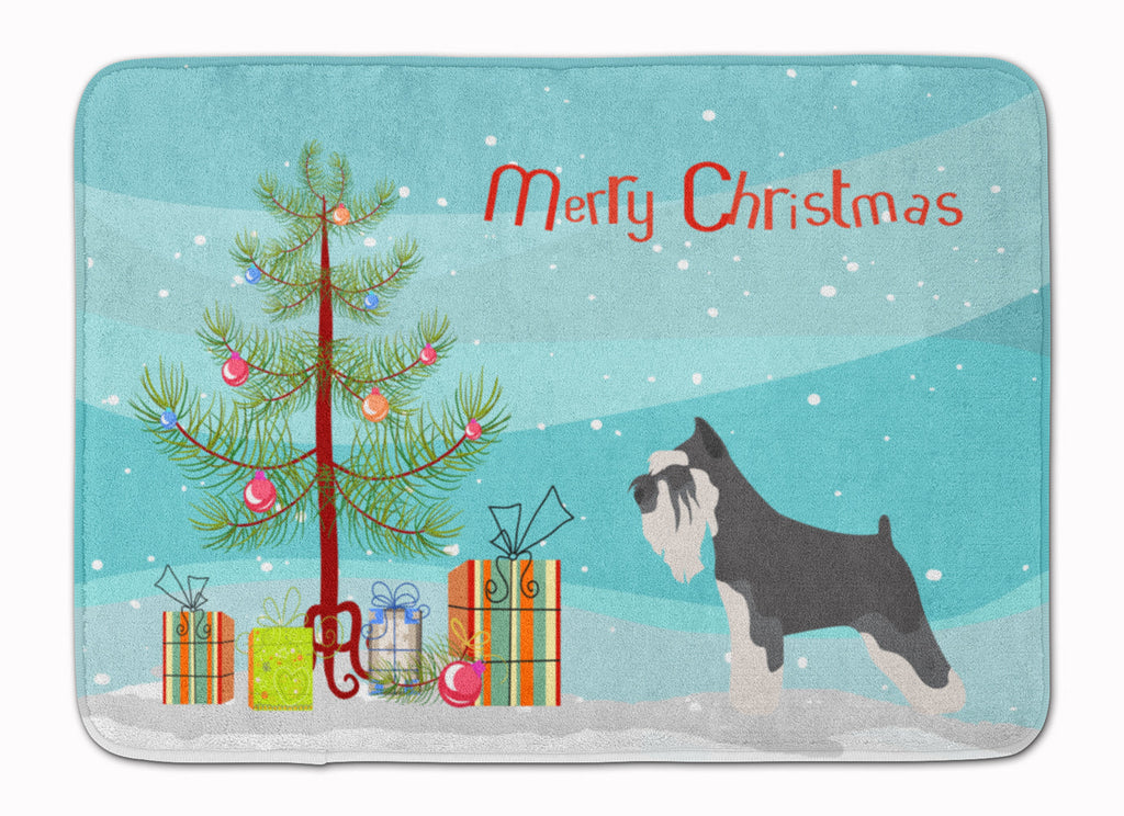 Miniature Schnauzer Christmas Memory Foam Kitchen Mat Machine Washable Anti-Fatigue Cushion Comfort Bath or Kitchen Rug