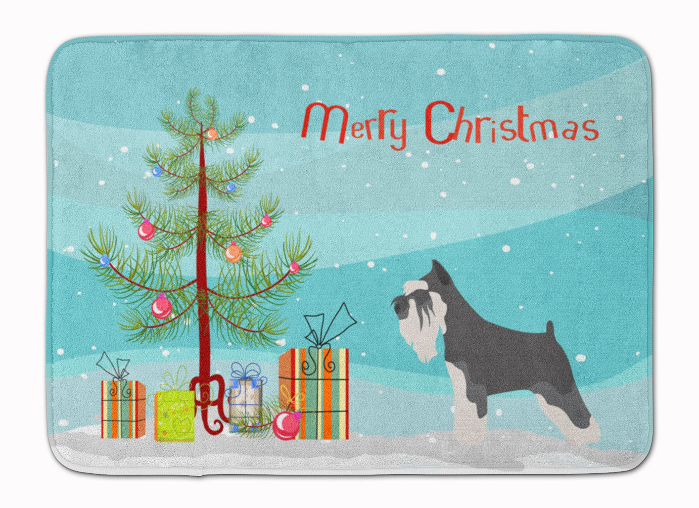 Miniature Schnauzer Christmas Memory Foam Kitchen Mat Machine Washable Anti-Fatigue Cushion Comfort Bath or Kitchen Rug