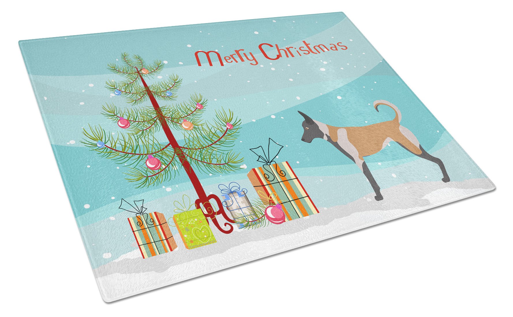 Belgian Malinois Christmas Cutting Board Tempered Glass Kitchen Cutting Surface, Heat Resistant Chopping, Non-Slip Feet, Food Prep & Serving