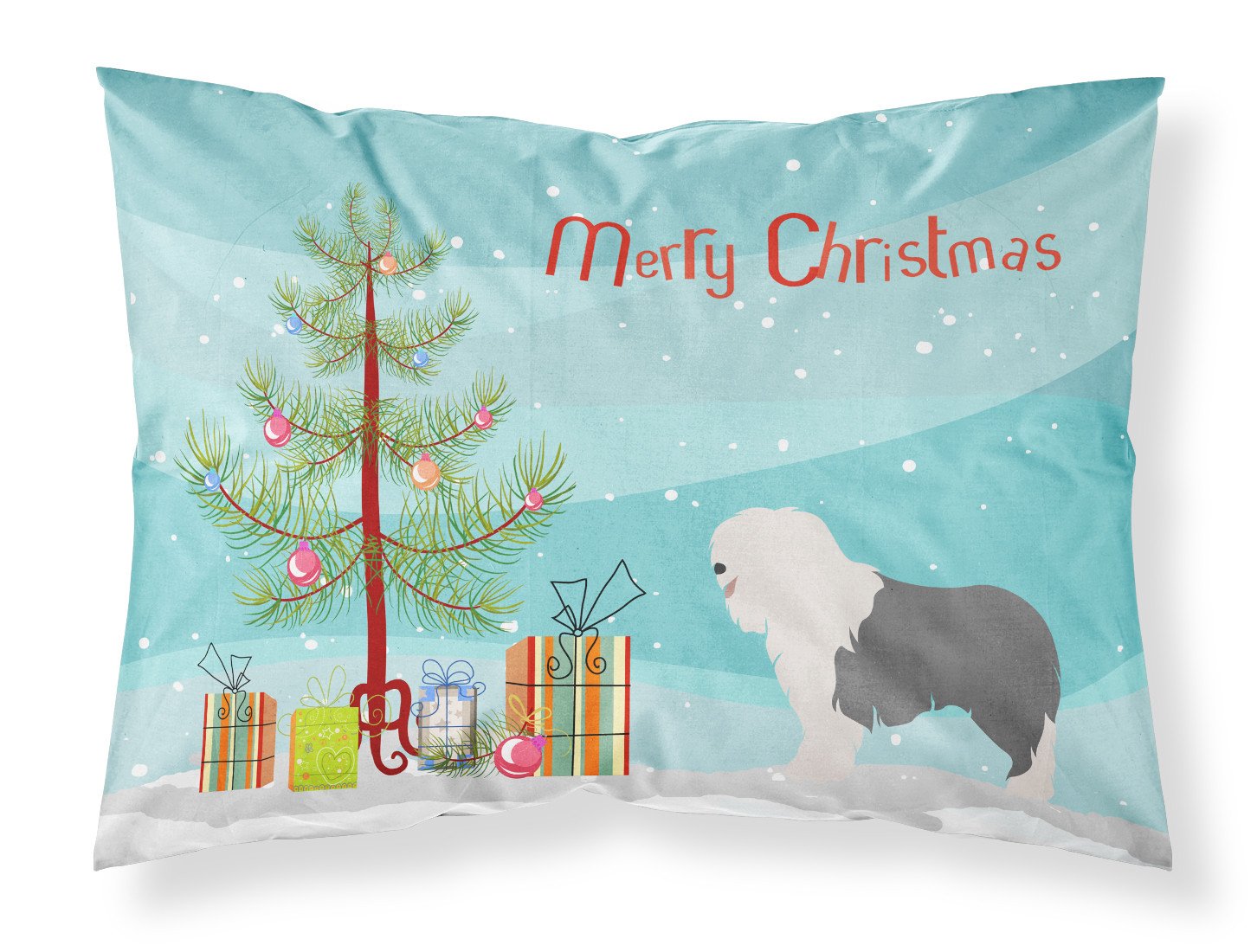 Old English Sheepdog Christmas Standard Pillowcase Lightweight Super Soft Easy Care Decorative Artwork Pillowcase, Standard