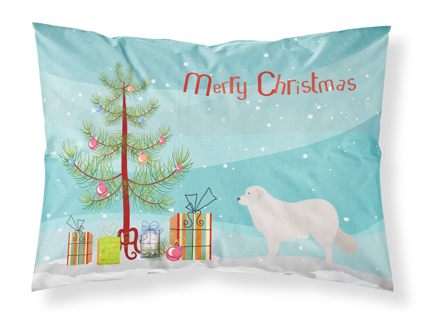 Kuvasz Christmas Standard Pillowcase Lightweight Super Soft Easy Care Decorative Artwork Pillowcase, Standard