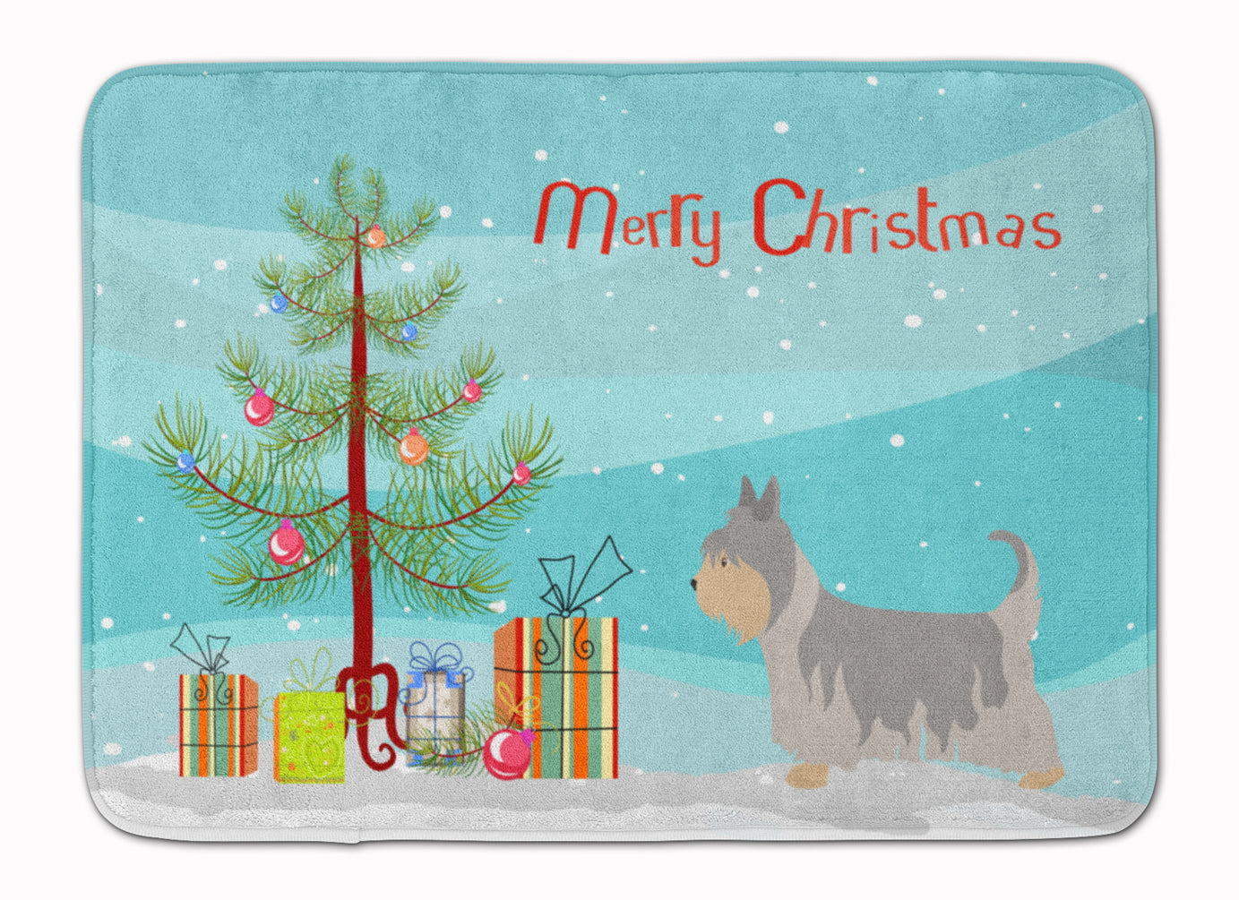 Australian Silky Terrier Christmas Memory Foam Kitchen Mat Machine Washable Anti-Fatigue Cushion Comfort Bath or Kitchen Rug