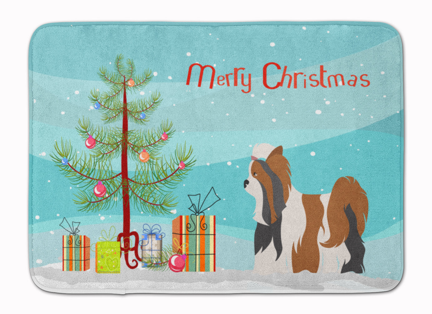 Biewer Terrier Christmas Memory Foam Kitchen Mat Machine Washable Anti-Fatigue Cushion Comfort Bath or Kitchen Rug