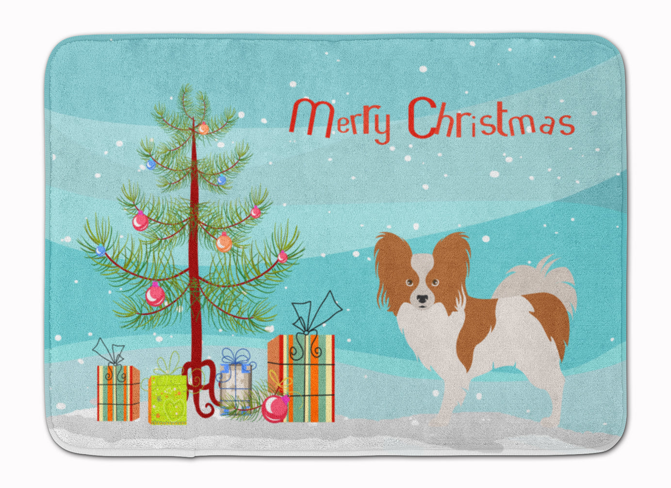 Papillon Christmas Memory Foam Kitchen Mat Machine Washable Anti-Fatigue Cushion Comfort Bath or Kitchen Rug