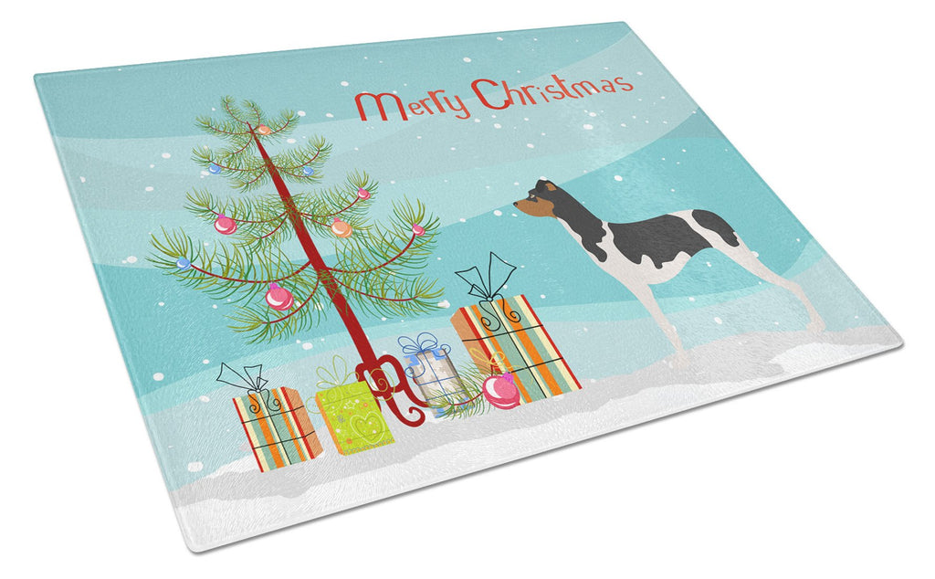 Brazilian Terrier Christmas Cutting Board Tempered Glass Kitchen Cutting Surface, Heat Resistant Chopping, Non-Slip Feet, Food Prep & Serving
