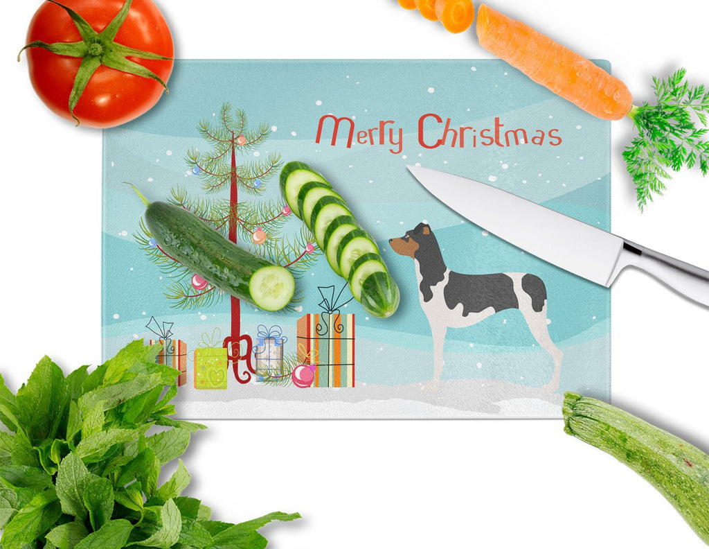 Brazilian Terrier Christmas Cutting Board Tempered Glass Kitchen Cutting Surface, Heat Resistant Chopping, Non-Slip Feet, Food Prep & Serving