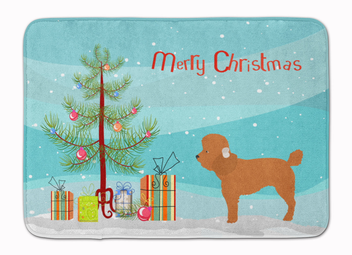 Toy Poodle Christmas Memory Foam Kitchen Mat Machine Washable Anti-Fatigue Cushion Comfort Bath or Kitchen Rug