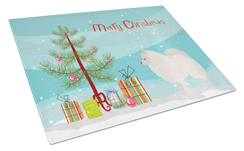 German Spitz Christmas Cutting Board Tempered Glass Kitchen Cutting Surface, Heat Resistant Chopping, Non-Slip Feet, Food Prep & Serving