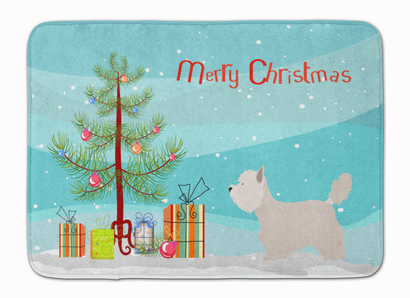 Westie Christmas Memory Foam Kitchen Mat Machine Washable Anti-Fatigue Cushion Comfort Bath or Kitchen Rug