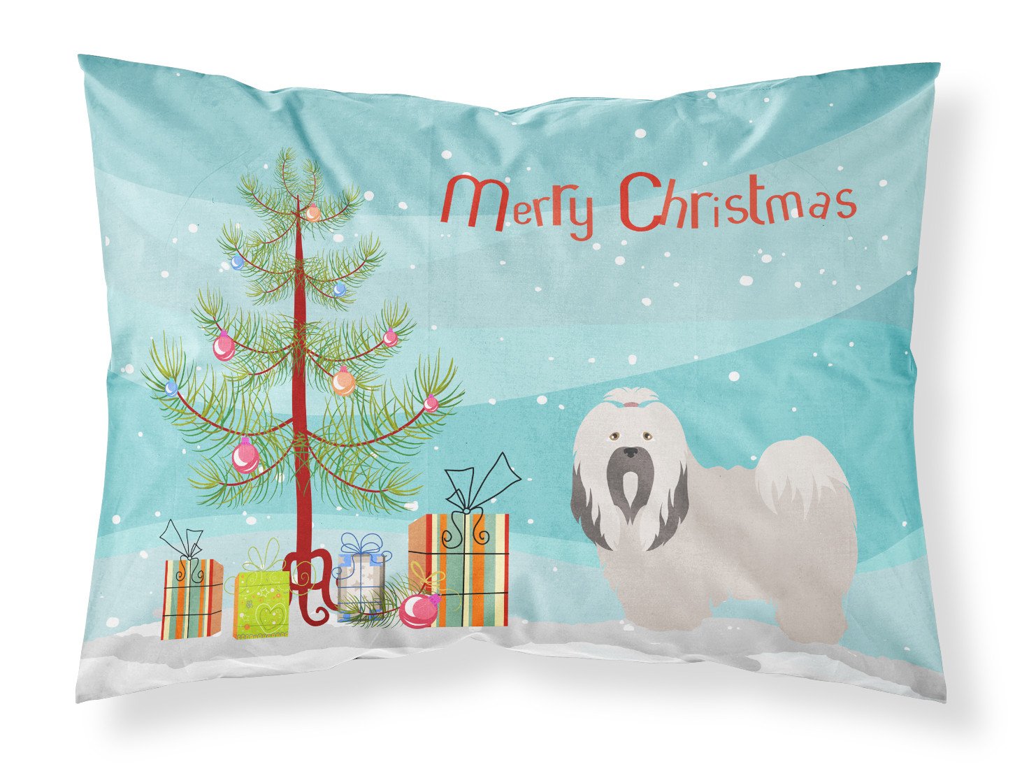 Lhasa Apso Christmas Standard Pillowcase Lightweight Super Soft Easy Care Decorative Artwork Pillowcase, Standard