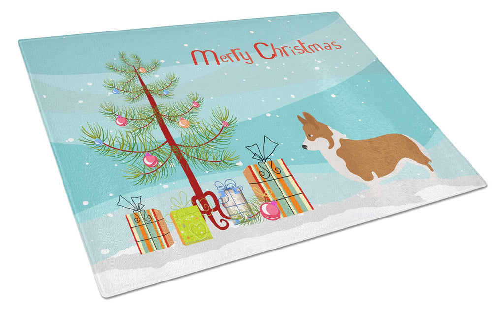 Pembroke Welsh Corgi Christmas Cutting Board Tempered Glass Kitchen Cutting Surface, Heat Resistant Chopping, Non-Slip Feet, Food Prep & Serving
