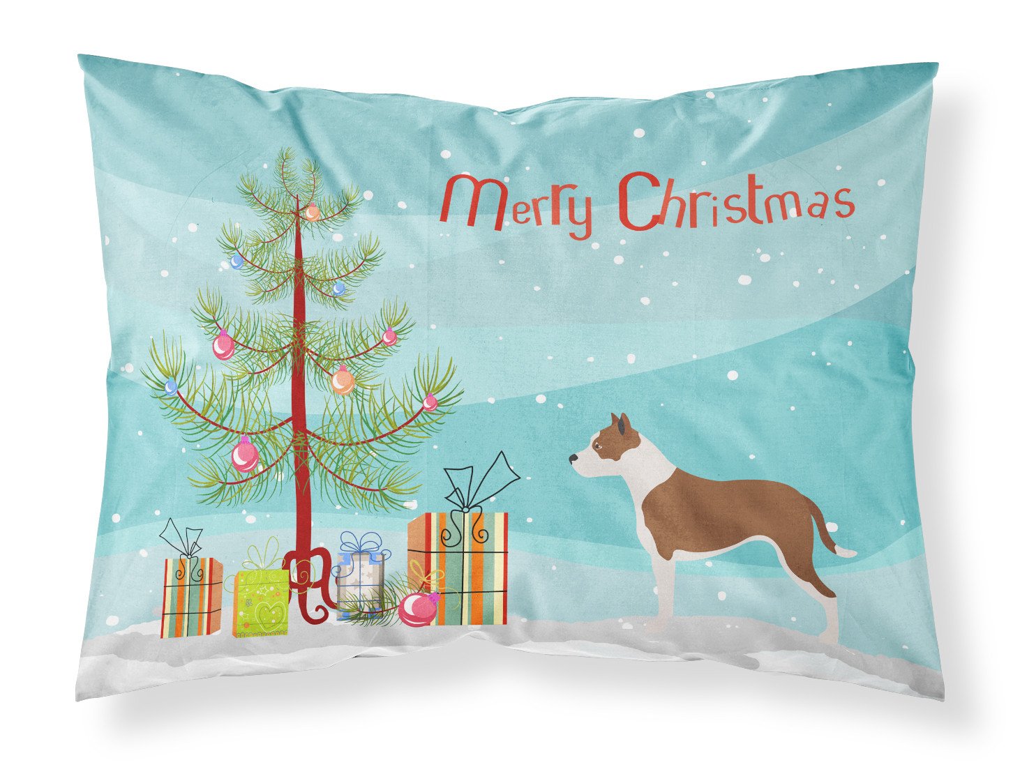 Pit Bull Terrier Christmas Standard Pillowcase Lightweight Super Soft Easy Care Decorative Artwork Pillowcase, Standard