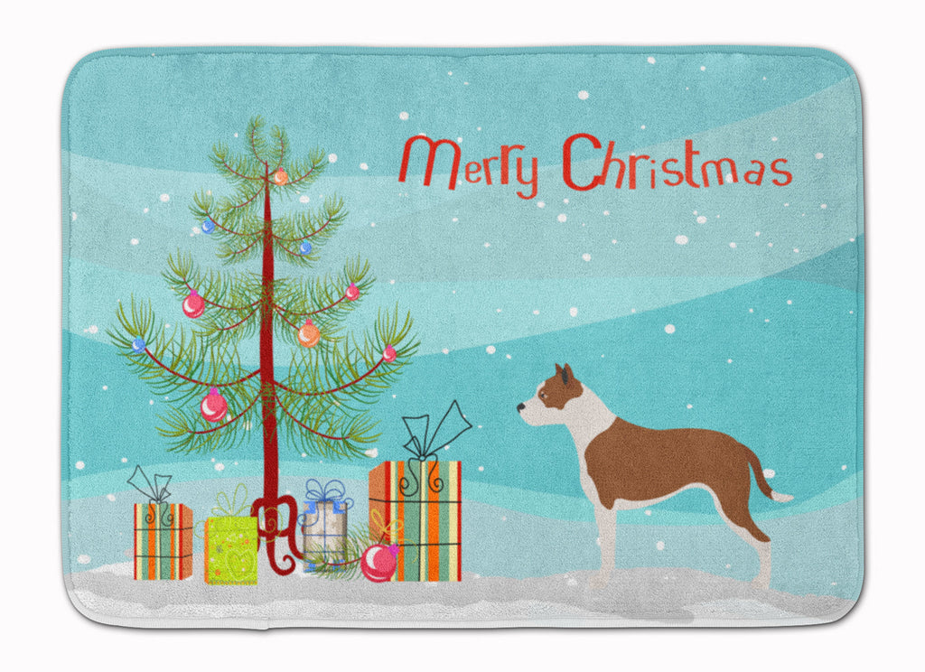 Pit Bull Terrier Christmas Memory Foam Kitchen Mat Machine Washable Anti-Fatigue Cushion Comfort Bath or Kitchen Rug