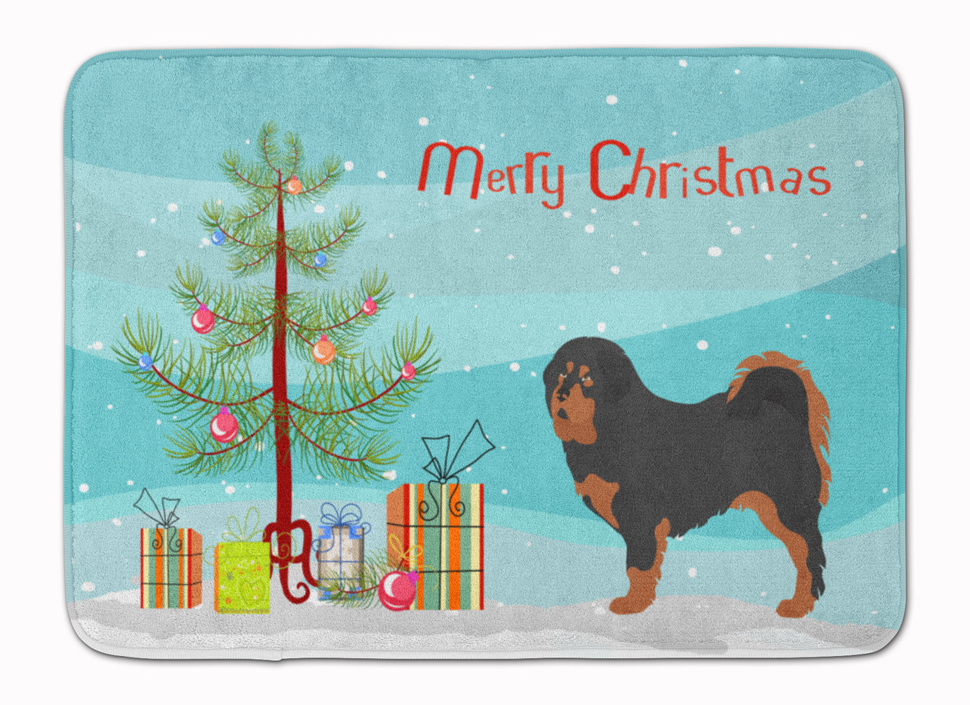 Tibetan Mastiff Christmas Memory Foam Kitchen Mat Machine Washable Anti-Fatigue Cushion Comfort Bath or Kitchen Rug